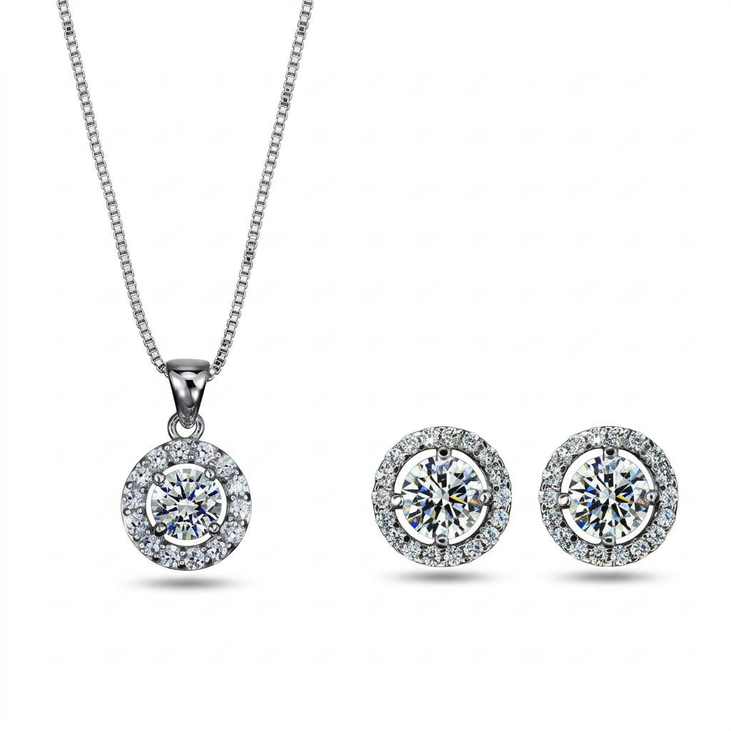 Halo Jewellery Set – Gold or Silver Tone