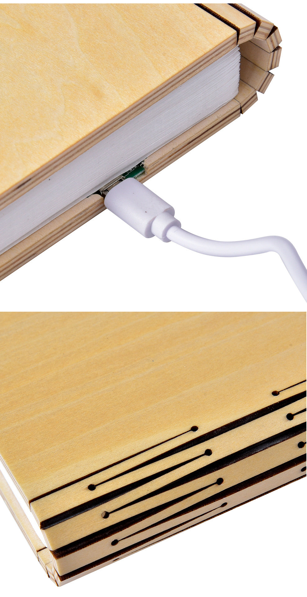 LED Night Light Folding Book Light USB Port Rechargeable Wooden Magnet Lamp