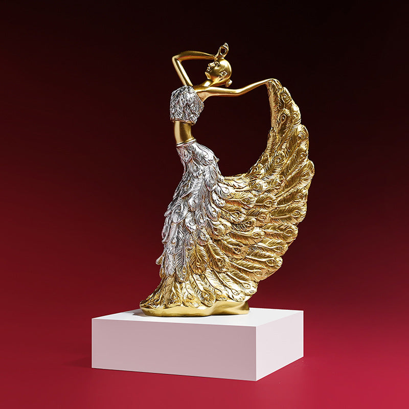 Peacock Dancer Girl Character Resin Decorative Ornaments