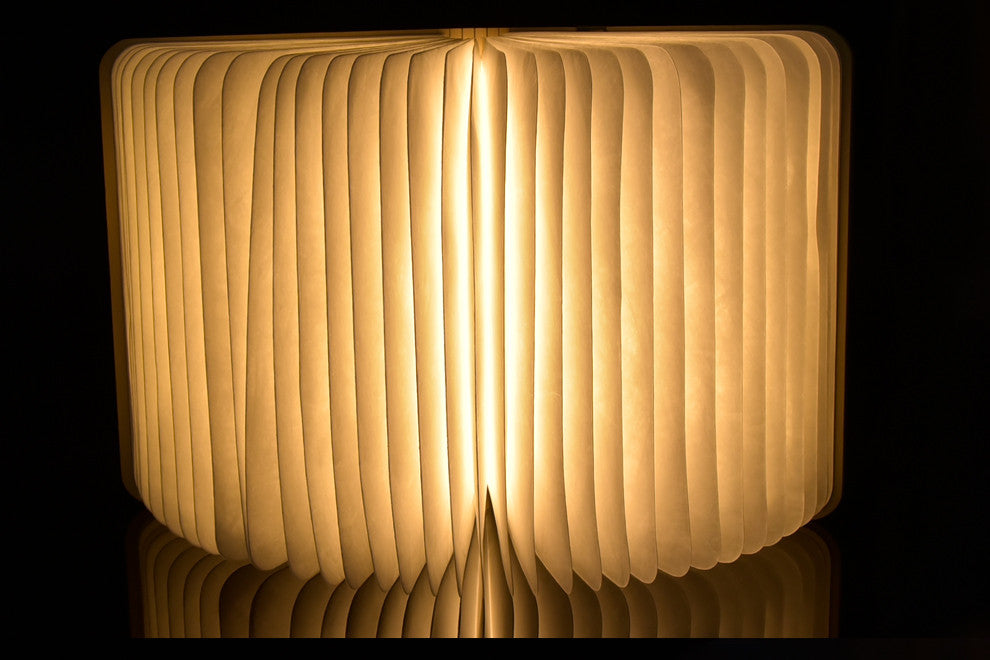 LED Night Light Folding Book Light USB Port Rechargeable Wooden Magnet Lamp