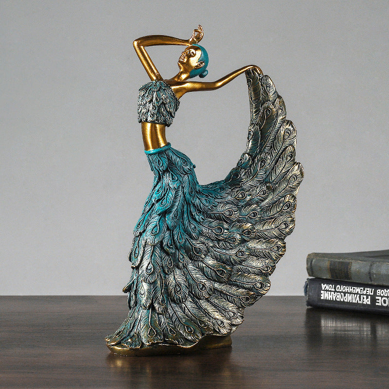 Peacock Dancer Girl Character Resin Decorative Ornaments