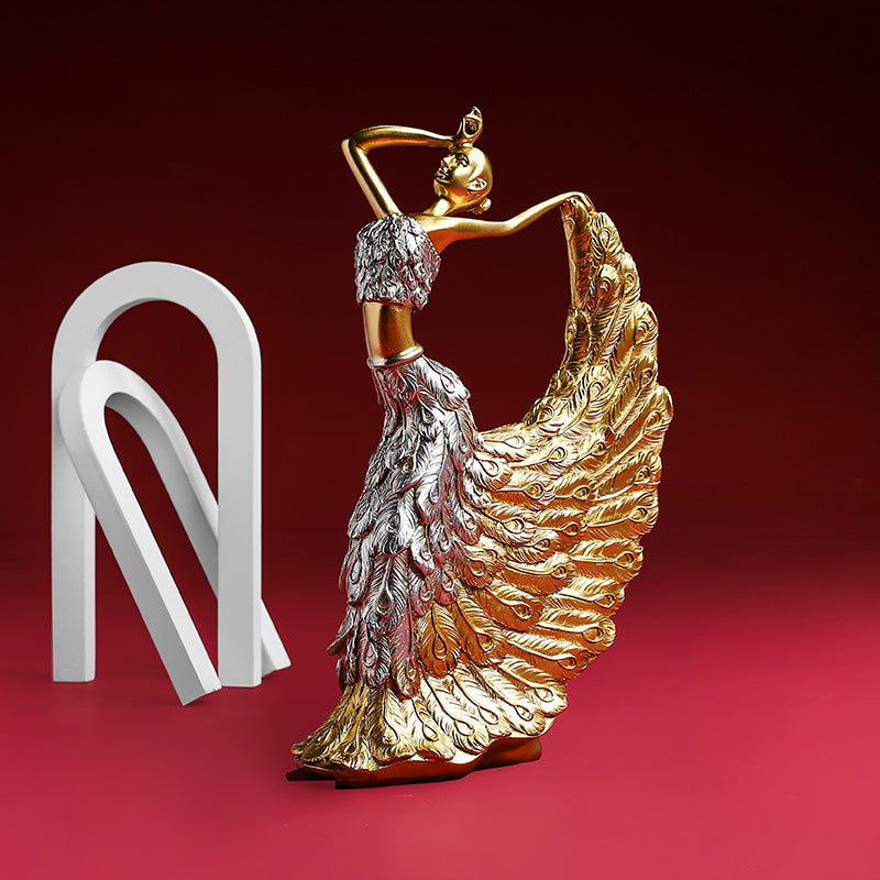 Peacock Dancer Girl Character Resin Decorative Ornaments