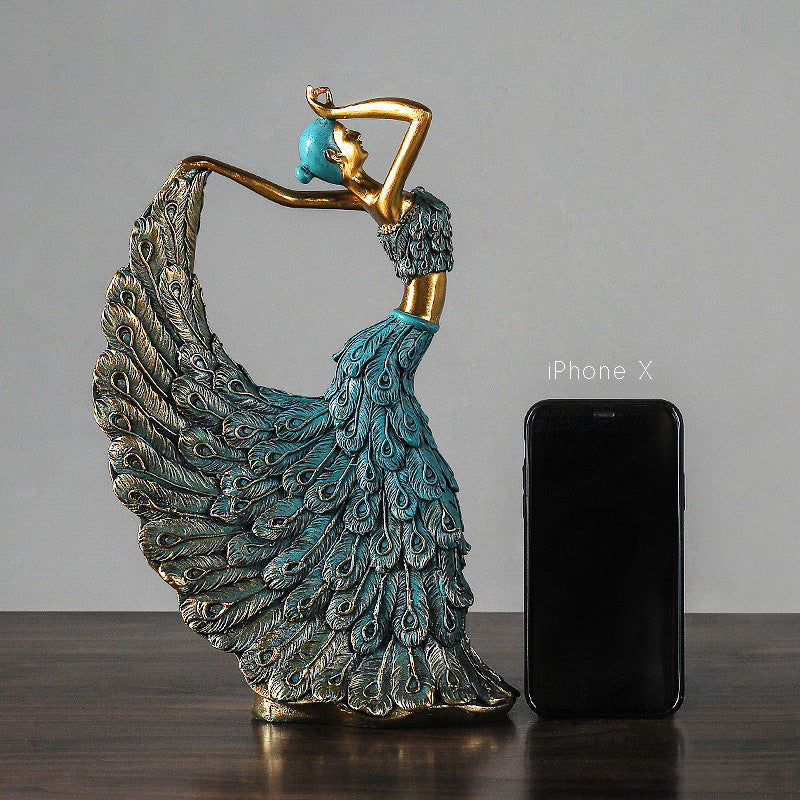 Peacock Dancer Girl Character Resin Decorative Ornaments